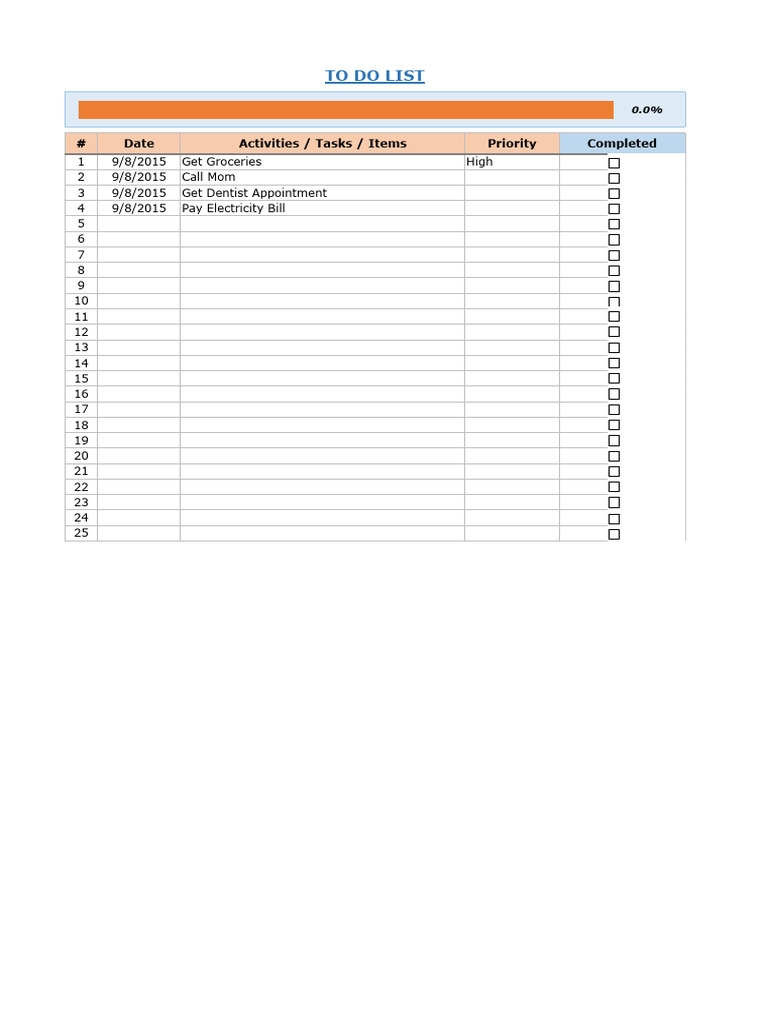 05 Excel To Do List Template Checklist PDF