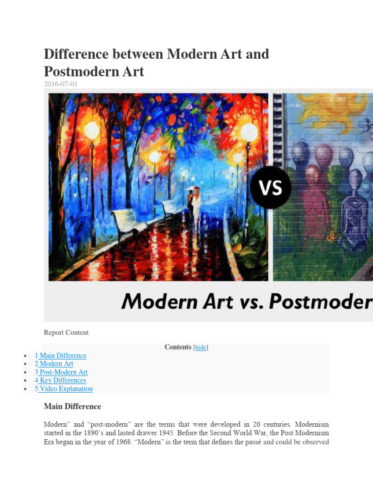 Difference Between Modern Art and Postmodern Art PDF Free PDF