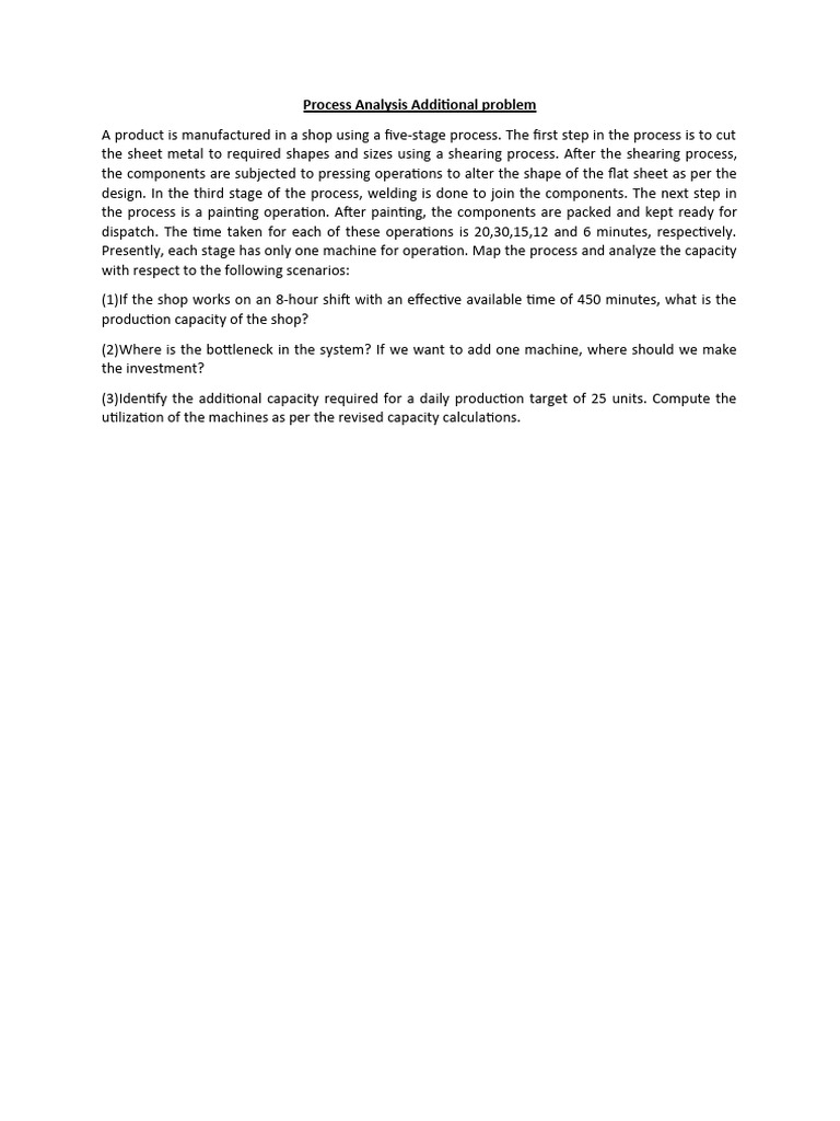 Process Capacity Analysis for Manufacturing | PDF