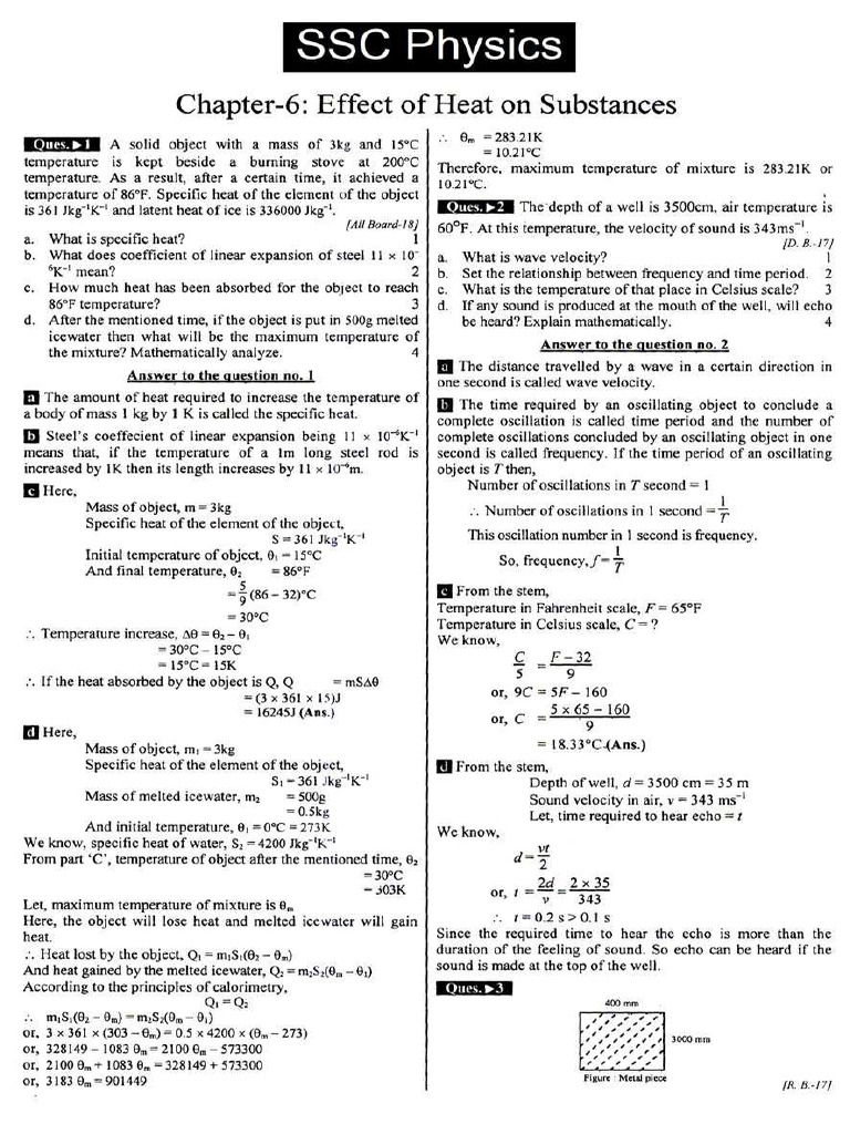 SSC English Version Physics Note Chapter 6 Effect of Heat On Substances ...
