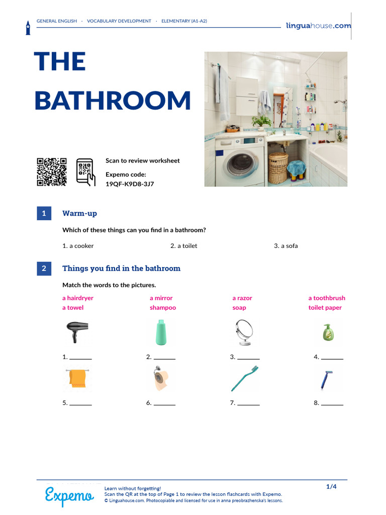 The Bathroom British English Teacher PDF Bathroom Shower