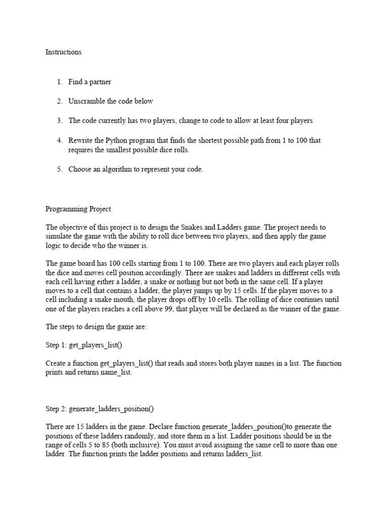 Python Code Snake and Ladder1 | PDF | Function (Mathematics) | Control Flow image.
