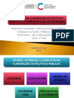 Os Atores Na Elaboração de Políticas Públicas e A Representação de Interesses