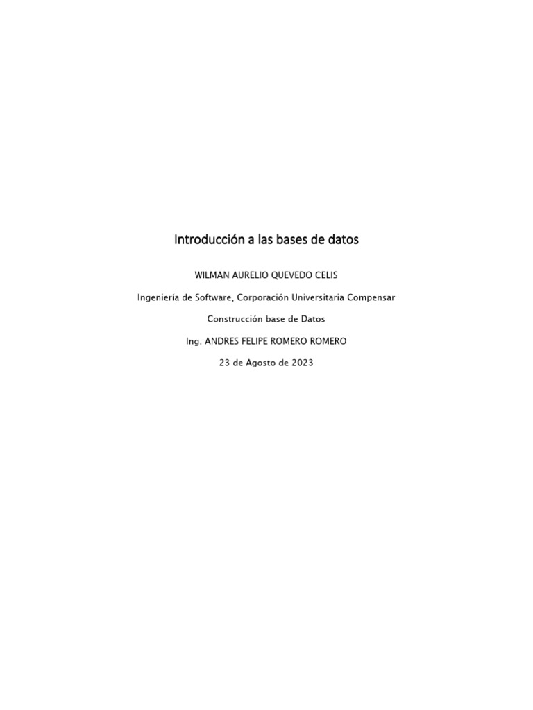 Introducción A Las Bases de Datos | PDF | Bases de datos | Base de ...