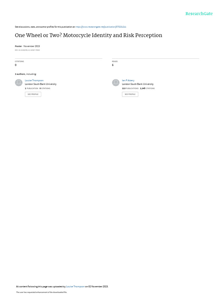 Thompson 2017 | PDF | Motorcycle | Risk