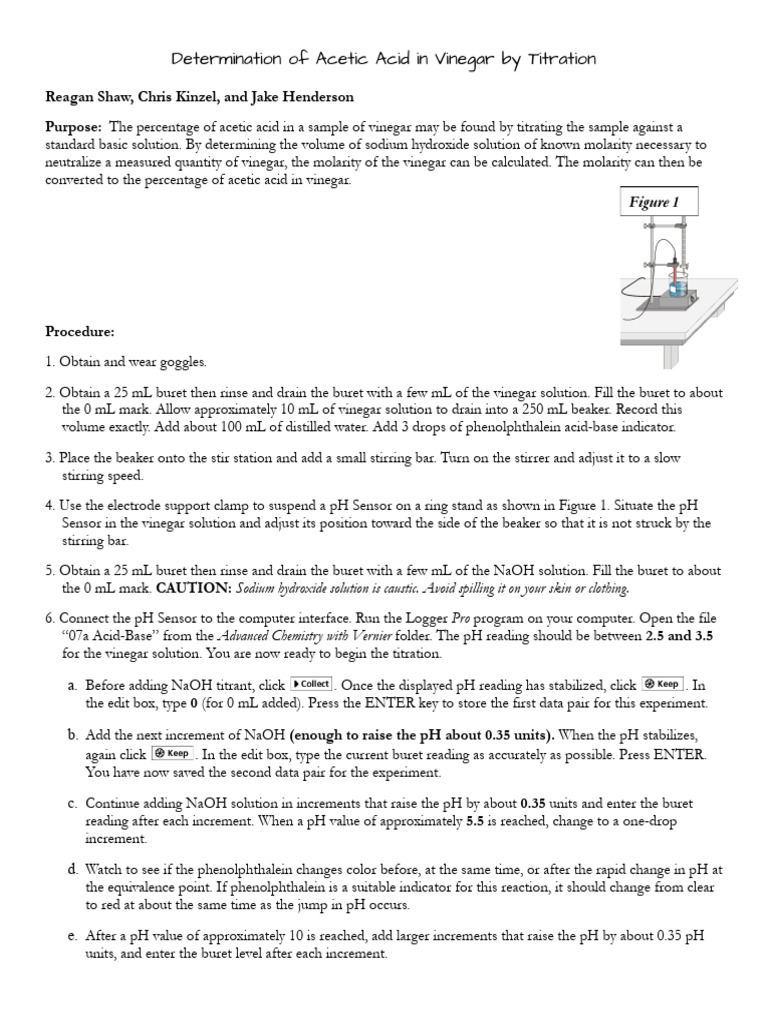 determination of acetic acid in vinegar by titration lab PDF