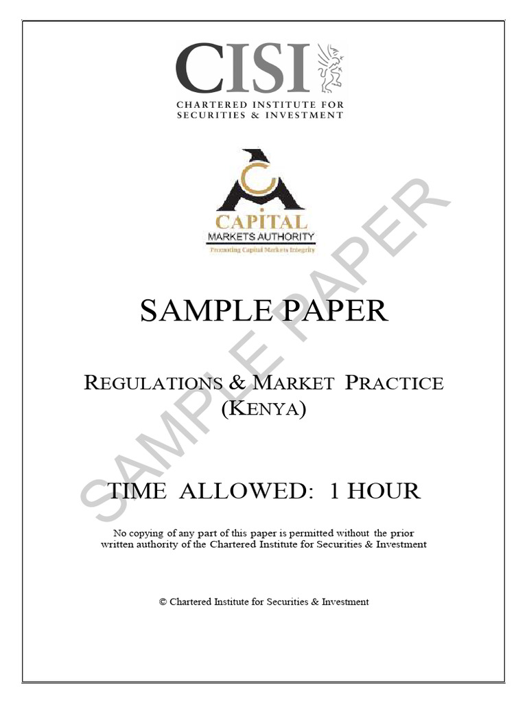 Sample Paper | PDF | Capital Market | Securities (Finance)