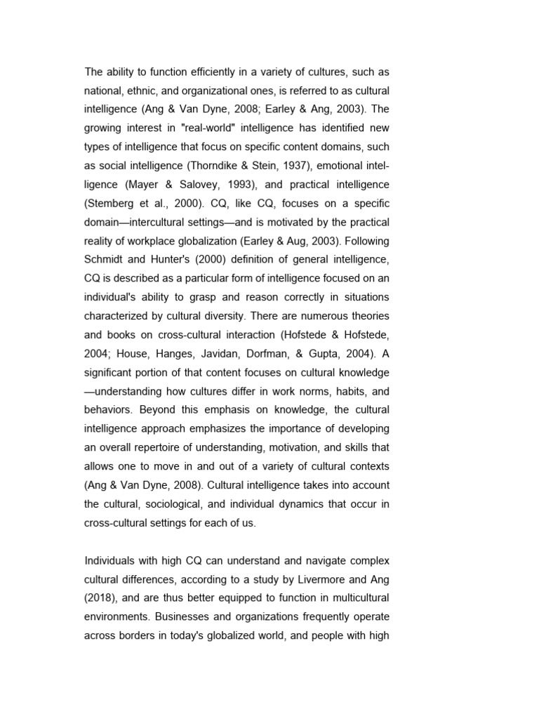 Understanding Cultural Intelligence (CQ) | PDF | Cross Cultural ...