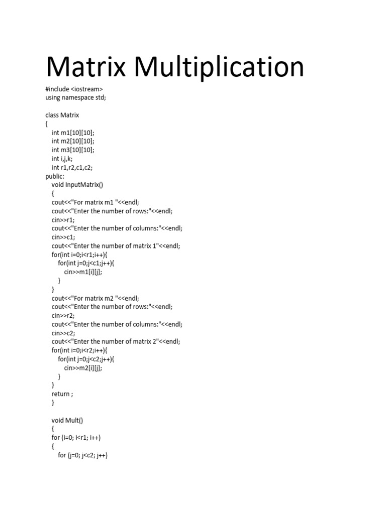 Matrix Multiplication.... | PDF