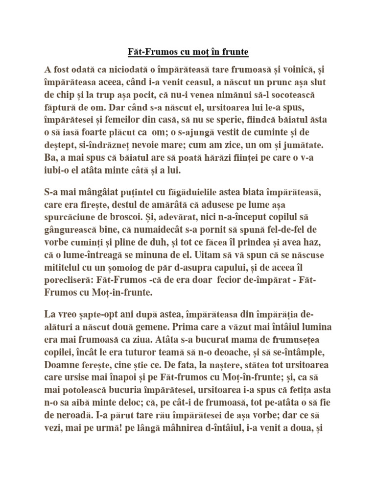 FătFrumos Cu Moț În Frunte PDF