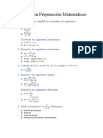 Examen Preparación Matemáticas