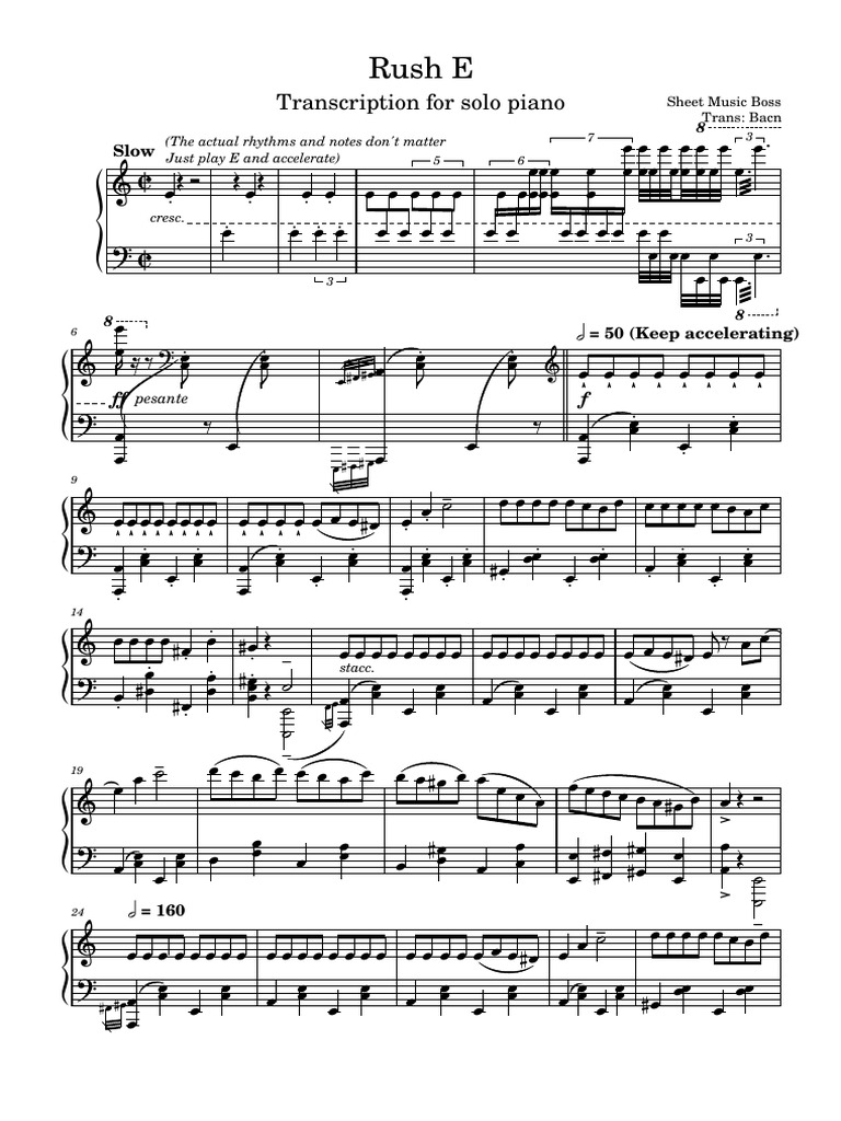 Rush E Piano Sheet Music Transcription | PDF | Musical Forms | Musical ...