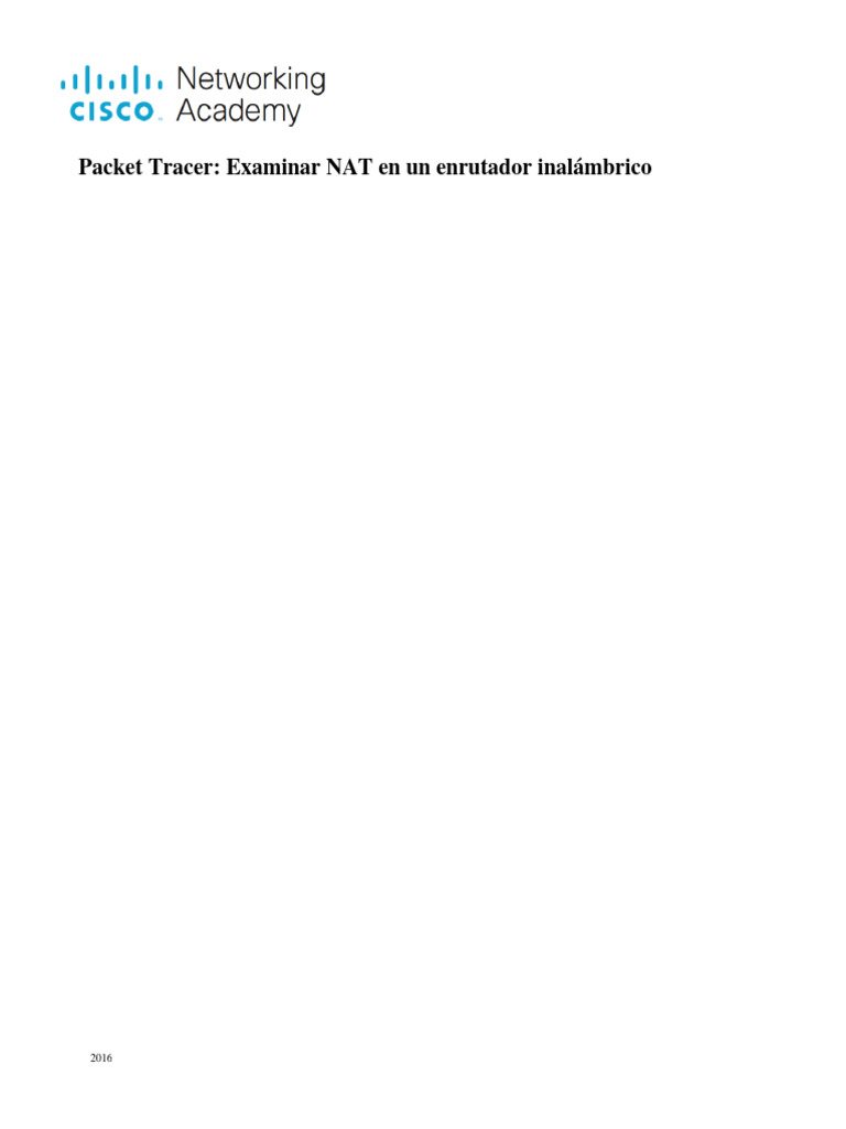 12 2 2 Packet Tracer Examine Nat On A Wireless Router Ilm Pdf