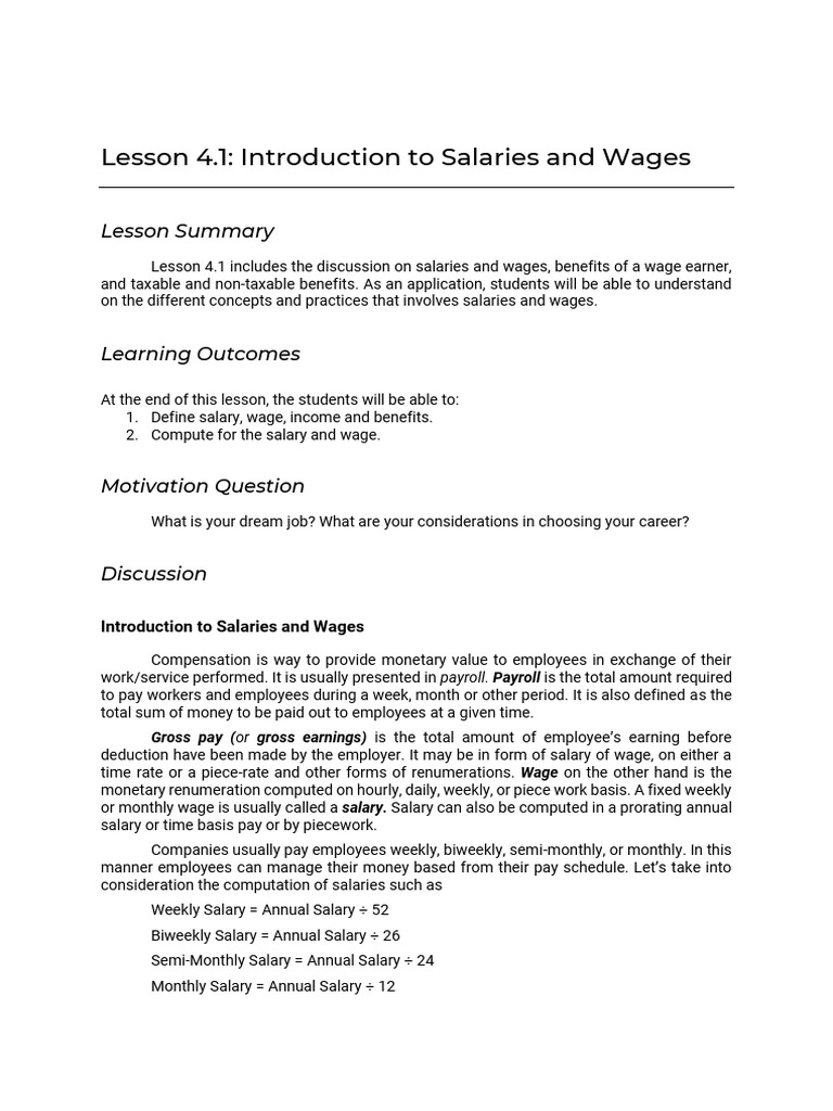 Understanding Salaries and Wages | PDF | Salary | Piece Work
