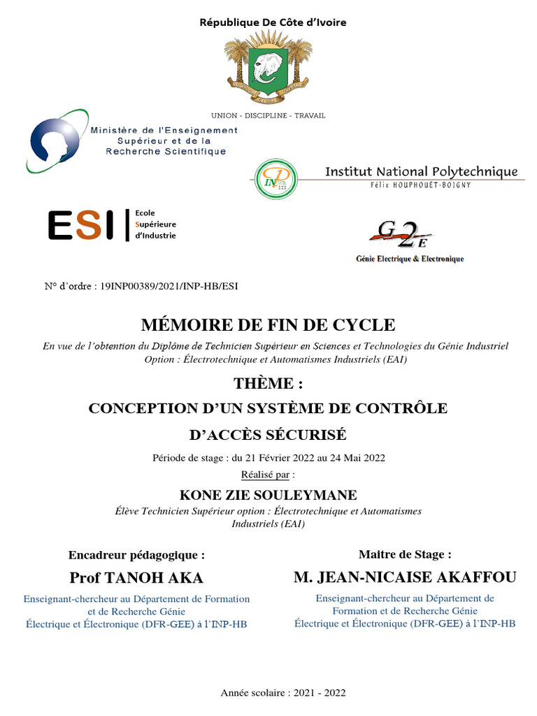 Rapport Pfe Conception D'un Système de Contrôle D'accès Sécurisé | PDF
