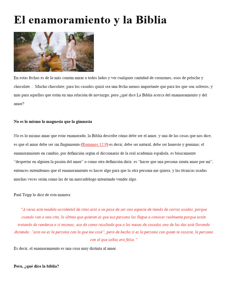 El Enamoramiento y La Biblia | PDF | Amor | Dios