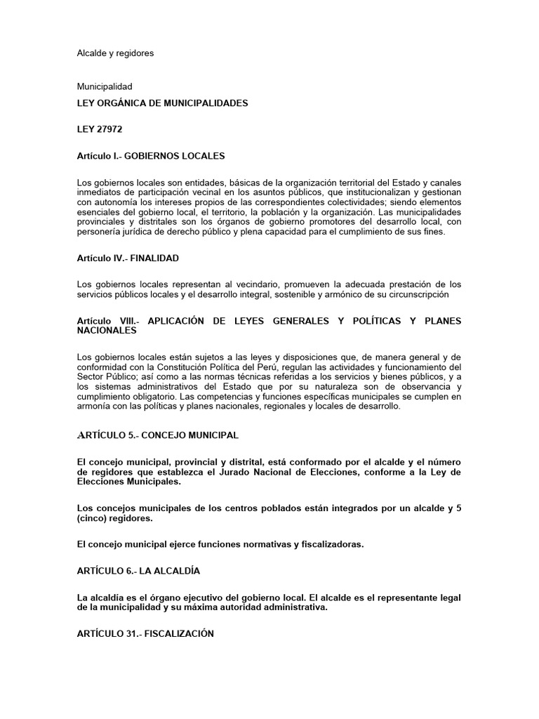 Estructura y Funciones de Gobiernos Locales | PDF | Política