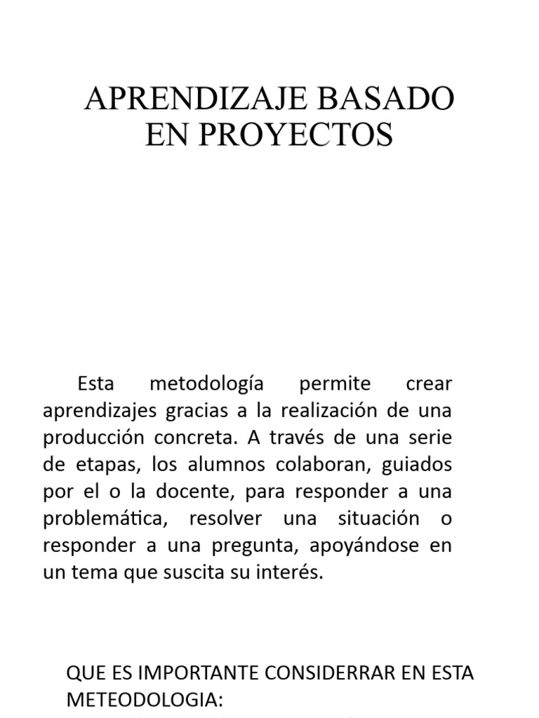 Características del Aprendizaje Basado en Proyectos | PDF