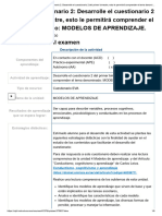 Examen - (AAB01) Cuestionario 2 - Desarrolle El Cuestionario 2 Del Primer Bimestre, Esto Le Permitirá Comprender El Tema Denominado - MODELOS DE APRENDIZAJE