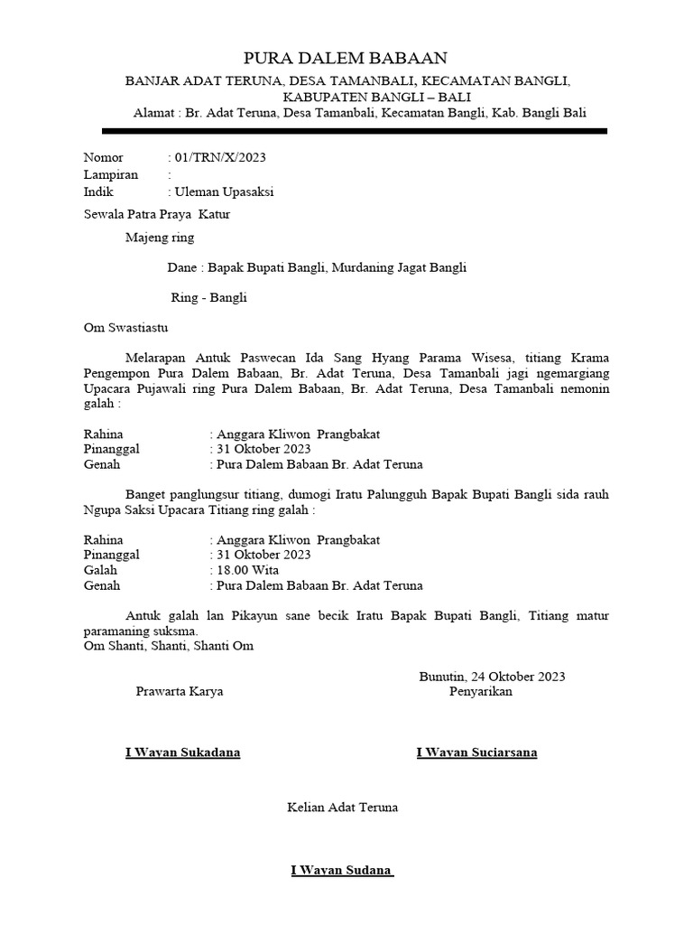 Uleman Bupati Pura Dalem Babaan | PDF