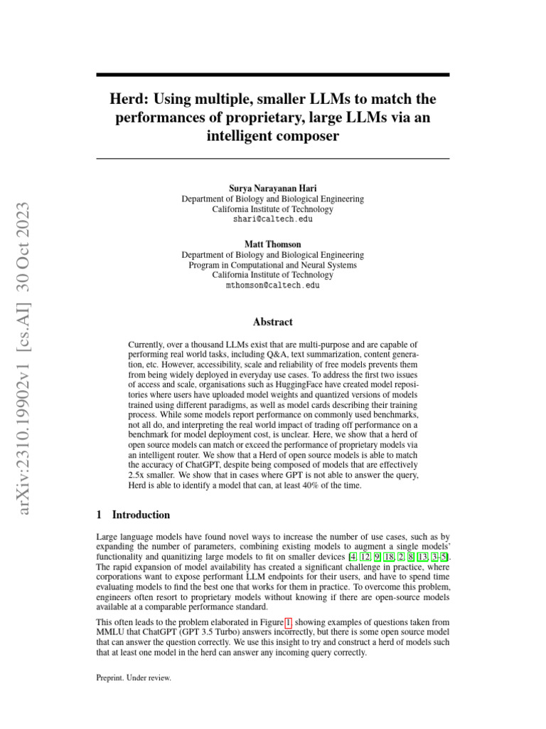 Herd using multiple smaller llms to match the performances of