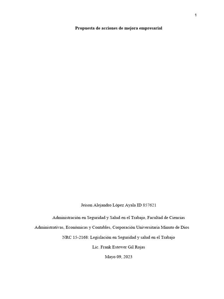 Propuestas de Mejora Empresarial en SST | PDF | Business | Valores