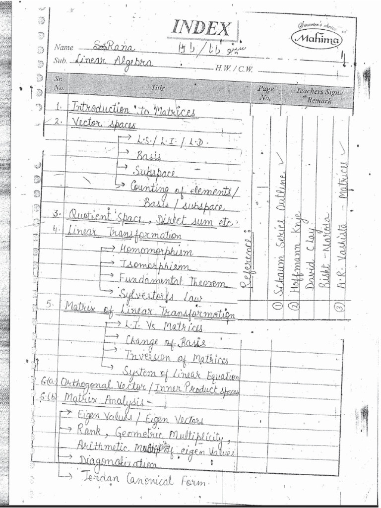 Csir net gate mathematical sciences linear algebra handwritten notes 2
