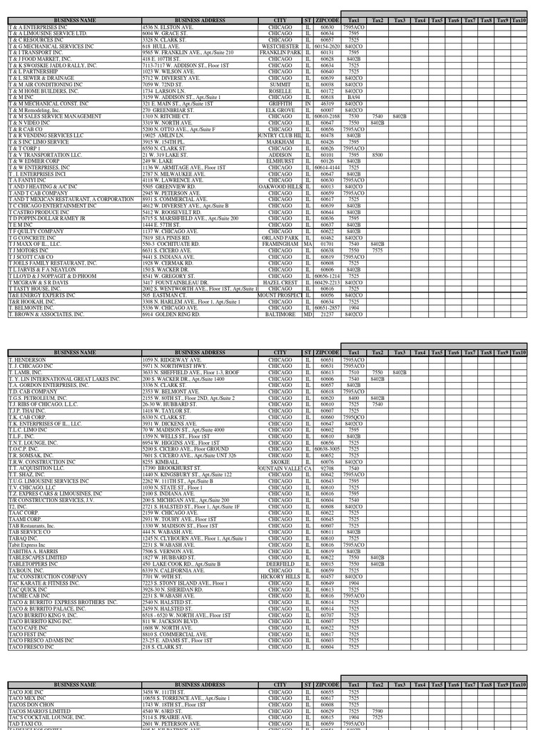 Registered Businesses TAX TthruU | PDF | Illinois | Chicago