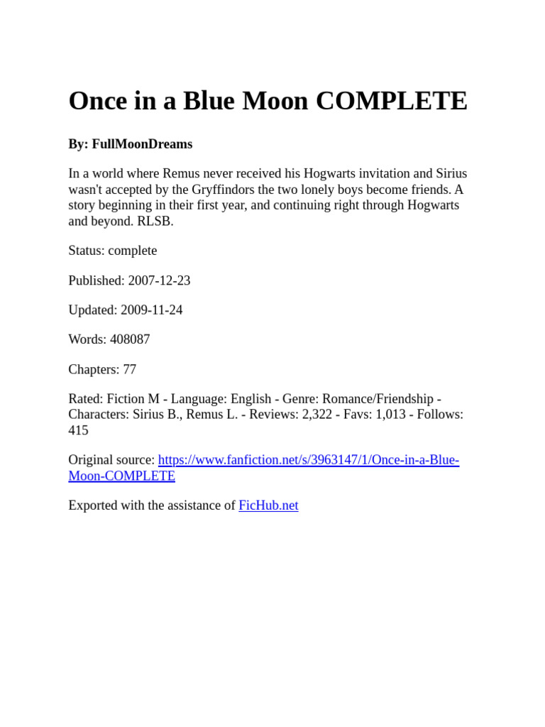 Once in A Blue Moon COMPLETE by FullMoonDreams-3e3v8jTB | PDF