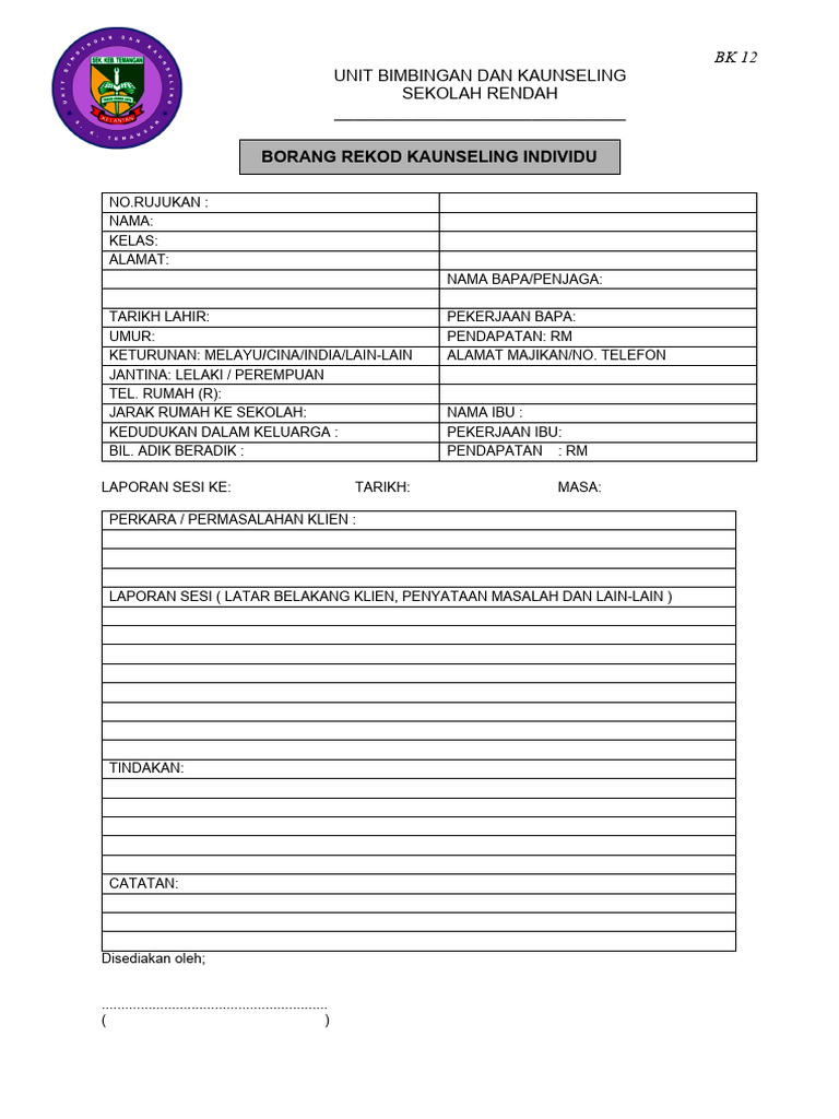BK 44 - Pengesahan Sesi Kaunseling | PDF