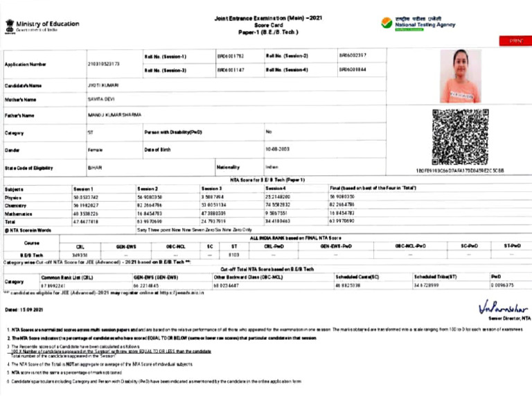 Jee Main Score Accepting A Job