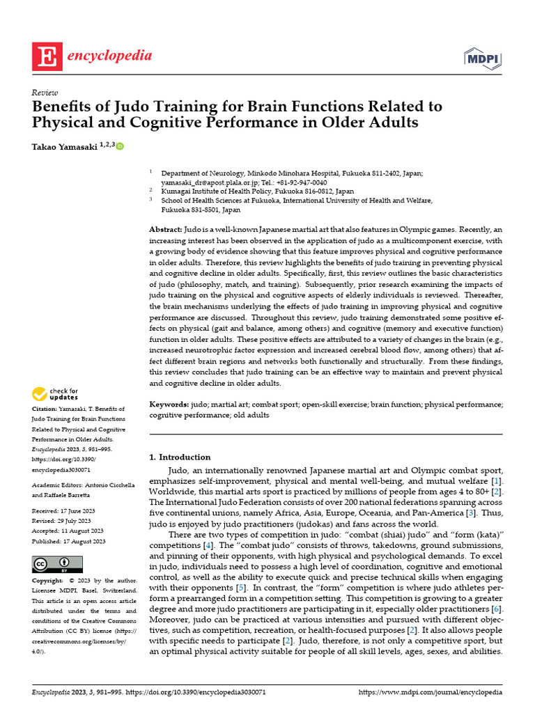 Benefits of Judo Training For Brain Functions Rela PDF Cellular