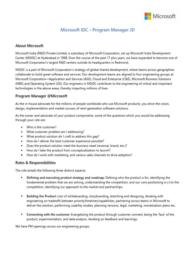 Microsoft program manager pdf microsoft marketing