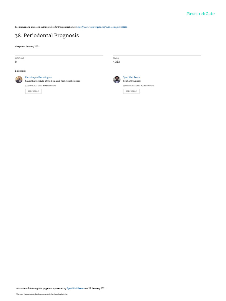 Periodontal Prognosis January 2021 Download Free PDF