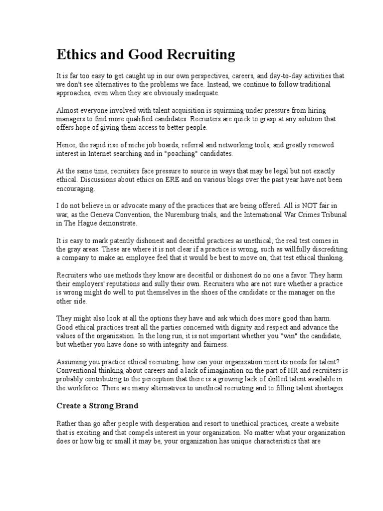 Ethical Recruiting Strategies for Success | PDF | Recruitment | Labour