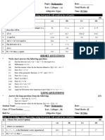 Short Questions: 2 (Paper A)