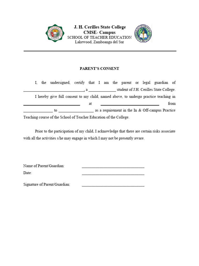 Parents Consent for Internship | PDF