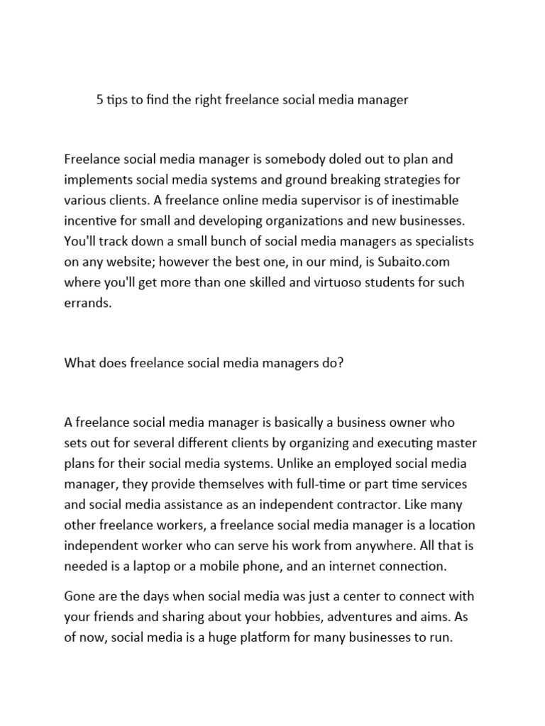 5 Tips To Find The Right Freelance Social Media Manager PDF