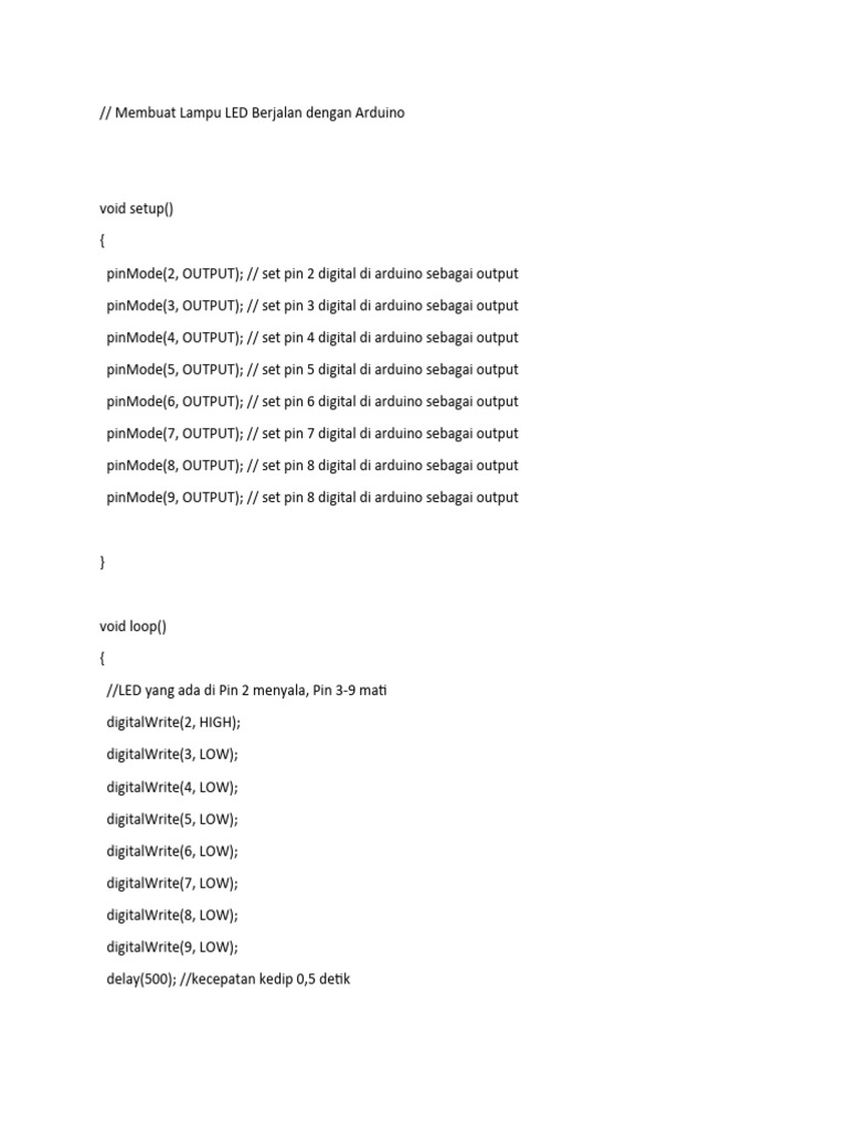 Membuat Lampu LED Berjalan Dengan Arduino | PDF