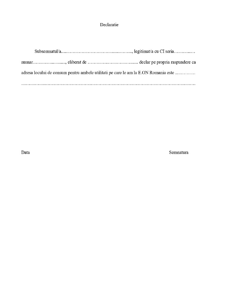 Declaratie Loc Consum | PDF