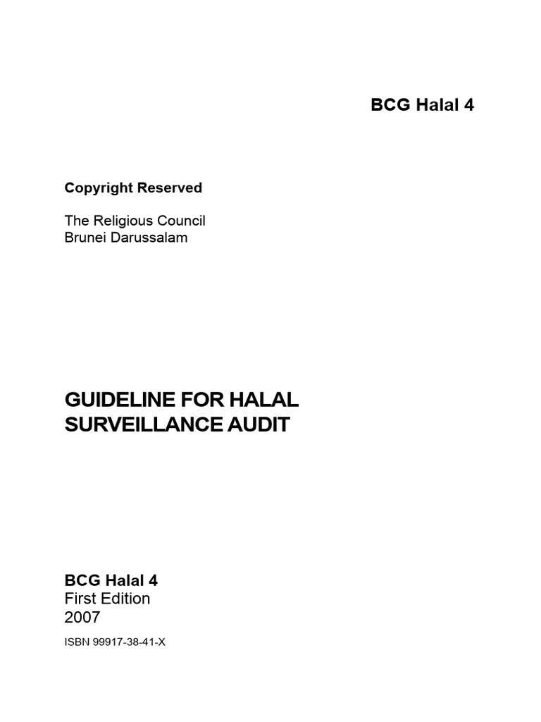 Guideline For Halal Surveillance Audit BCG HALAL 4 | PDF