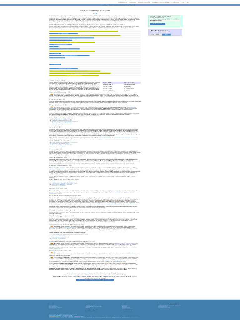 Sanity Score Sanity Quiz Download Free Pdf Bipolar Disorder