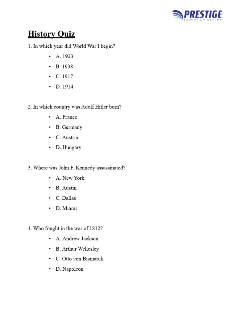 History Quiz PDF