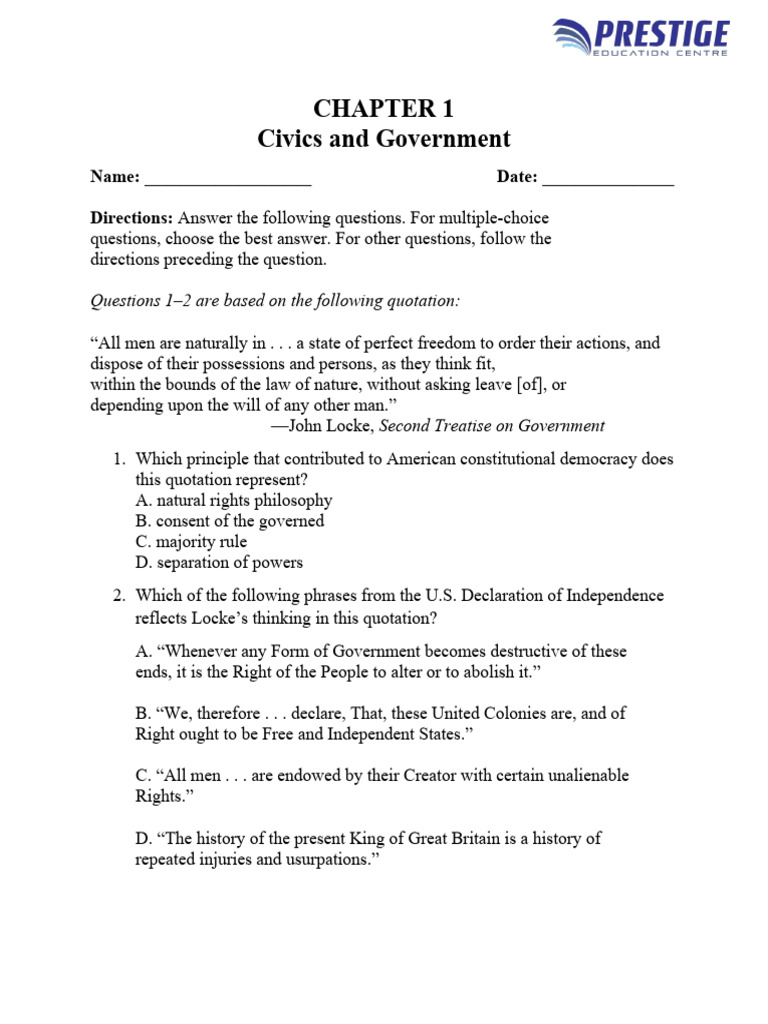 Chapter-1 Civics and Government 1 To 25 | PDF | Second Amendment To The ...