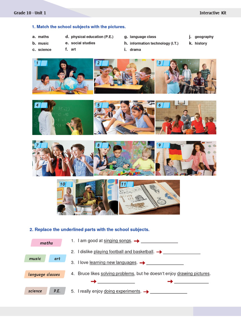 Grade 10 School Subjects Activities | PDF | Physical Education | Science