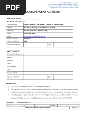 Education Agent Agreement V3.0