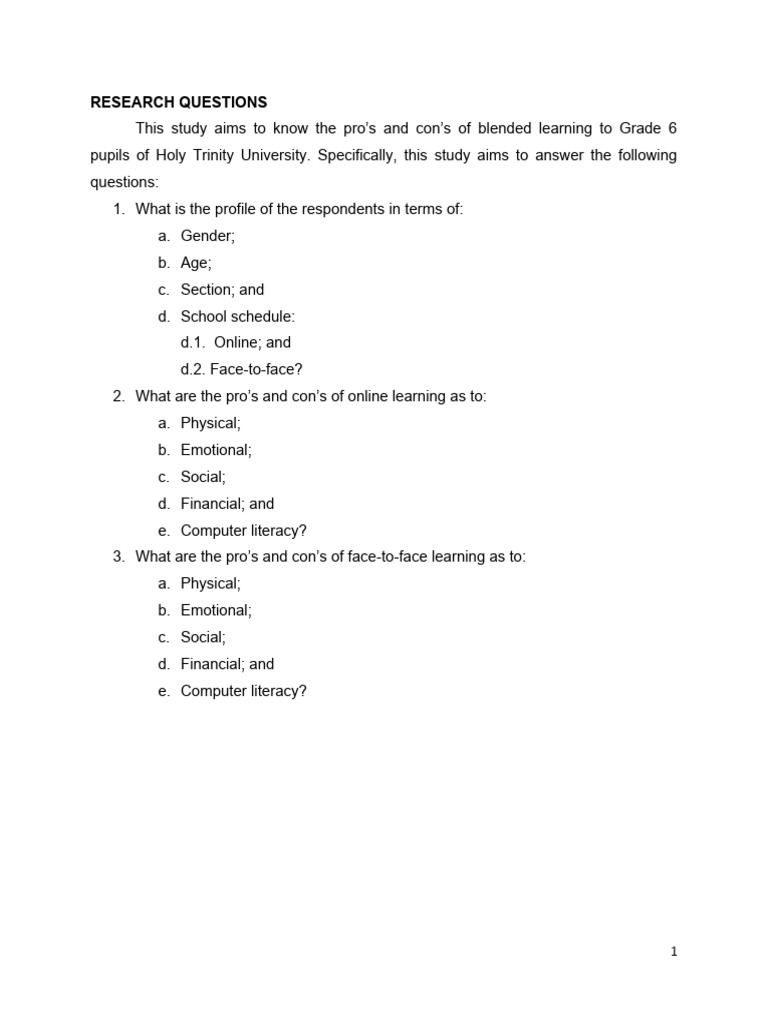 Research Statement of The Problem | PDF