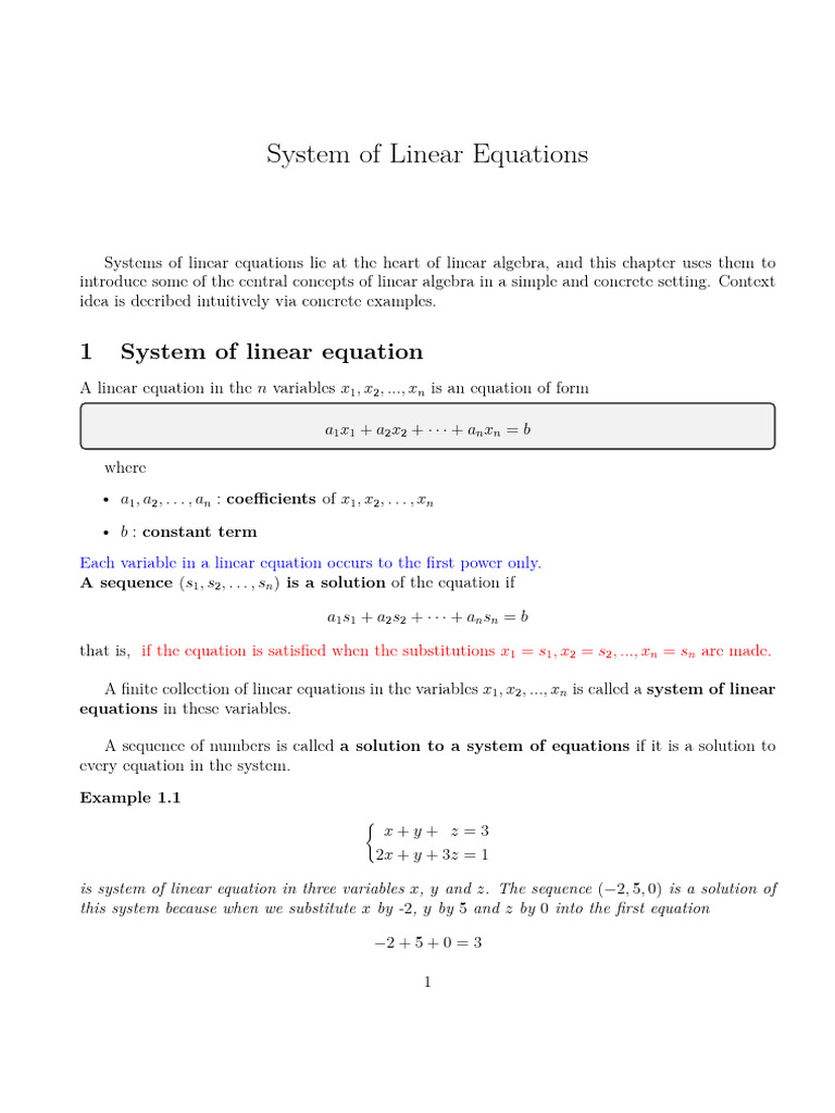 Note Linear System | PDF | Matrix (Mathematics) | System Of Linear ...