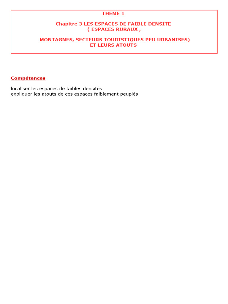 Atouts des espaces de faible densité | PDF | Agriculture | Montagnes