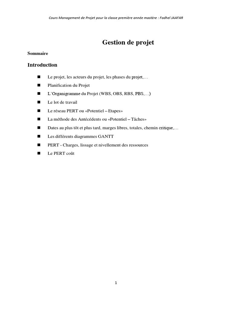 Resumé Cours Gestion de Projet | PDF
